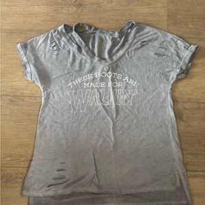 Levi's Gray Distressed V-Neck Tee with White Graphic